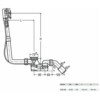  Слив-перелив VIEGA Multiplex Trio 727970 6161.62 с наливом д/ванн с центр.сл.отв,с сиф.без руч.и пробки V1 