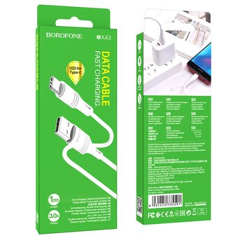  Дата-кабель BOROFONE BX43 CoolJoy Type-C 1м (белый) 