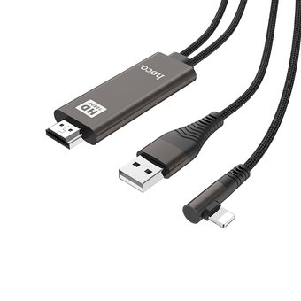  УЦ Дата-кабель HOCO UA14 HDMI lightning 1м (чёрный) (плохая упаковка) 