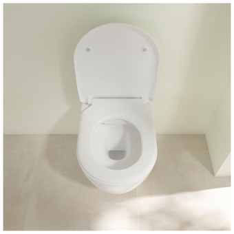  Унитаз подвесной Villeroy & Boch Avento rimless pack 5656RS01 (5656R001+9M87S101) сиденье с мех.плав.закр. белый Альпин 