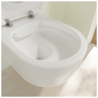  Унитаз подвесной Villeroy & Boch Avento rimless pack 5656RS01 (5656R001+9M87S101) сиденье с мех.плав.закр. белый Альпин 