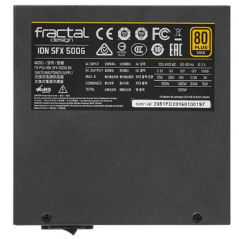  Блок питания Fractal Design ION SFX-L 500 (FD-PSU-ION-SFX-500G-BK-EU) SFX 500W 80+ gold (24+4+4pin) APFC 120mm fan 4xSATA Cab Manag RTL 