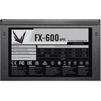  Блок питания Formula FX-600 ATX 600W (24+4+4pin) APFC 120mm fan 5xSATA RTL 
