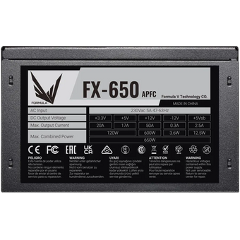  Блок питания Formula FX-650 ATX 650W (24+4+4pin) APFC 120mm fan 5xSATA RTL 