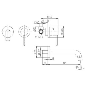  Смеситель для раковины PAINI Cox 78CR208 настенный хром 