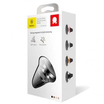  Автодержатель Baseus SUER-E01 Small Ears Series Air Outlet Magnetic Bracket Genuine Leather Type Black 