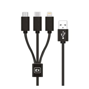  Дата-кабель EXPLOYD EX-K-646 3в1 USB - microUSB/8 Pin/Type-C 1.2м 2.1A Classic круглый чёрный 