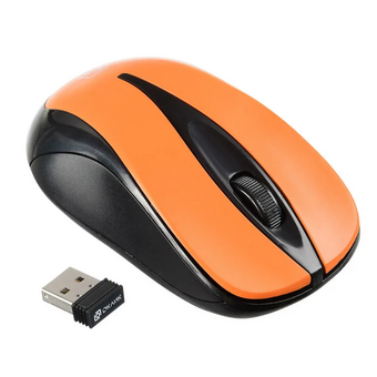  Мышь OKLICK 675MW (1025920) черный/оранжевый оптическая, беспроводная, USB 