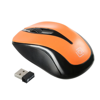  Мышь OKLICK 675MW (1025920) черный/оранжевый оптическая, беспроводная, USB 