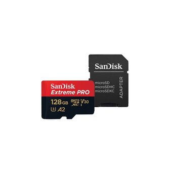  Карта памяти SanDisk (SDSQXCD-128G-GN6MA) 128GB microSDXC Class 10 UHS-I A2 C10 V30 U3 Extreme Pro (SD адаптер) 200MB/s 