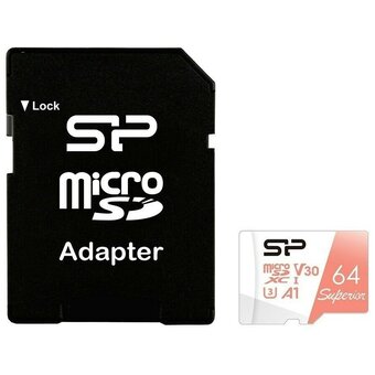  Карта памяти Silicon Power Superior (SP064GBSTXDV3V20SP) 64GB A1 microSDXC Class 10 UHS-I U3 100/80 Mb/s (SD адаптер) 