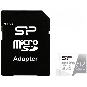  Карта памяти Silicon Power Superior (SP512GBSTXDA2V20SP) 512GB A1 microSDXC Class 10 UHS-I U3 100/80 Mb/s (SD адаптер) 