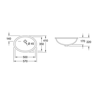  Раковина встроенная Villeroy & Boch Evana 61470001 51х34см(внутри) с креплением белый Альпин 
