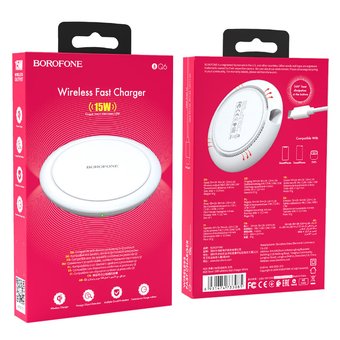 Беспроводная зарядка Borofone BQ6 Boon 15W wireless fast charger, white 