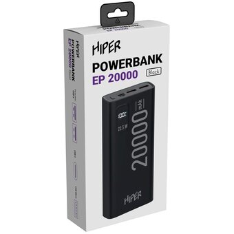  Внешний аккумулятор Hiper EP 20000 (EP 20000 Black) 20000mAh 3A QC PD 2xUSB черный 