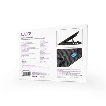  Подставка для ноутбука CBR CLP 15512D, 15,6", 370x265x32 мм, с охлаждением, 2xUSB, вентиляторы 2х110 мм, 51 CFM, LED-подсветка, LCD-дисплей 