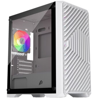  Корпус 1STPLAYER Trilobite T5 White (T5-WH-4F1-W)/mATX, TG/4x120mm LED fans inc. 