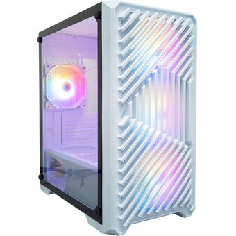  Корпус 1STPLAYER Trilobite T5 White (T5-WH-4F1-W)/mATX, TG/4x120mm LED fans inc. 