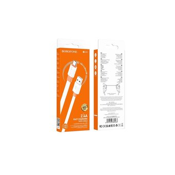  Дата-кабель BOROFONE BX89 Union charging data cable Micro (white orange) 