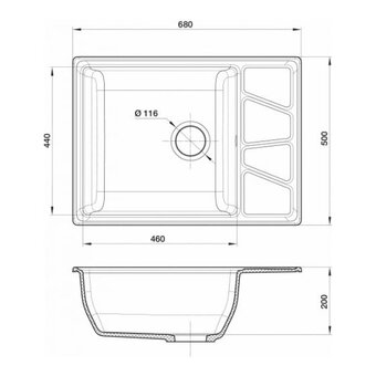  Мойка GranFest Vertex GF-V-680L мрамор, песочный 