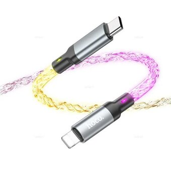  Дата-кабель HOCO U112 Shine charging, iP (серый) 