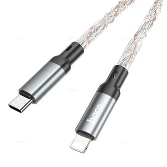  Дата-кабель HOCO U112 Shine charging, iP (серый) 