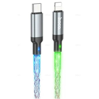  Дата-кабель HOCO U112 Shine charging, iP (серый) 