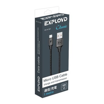  Дата-кабель Exployd EX-K-501 USB microUSB 1М Classic круглый чёрный 