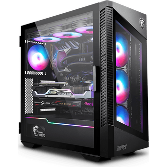  Корпус MSI MPG Velox 100R 2xUSB 3.0, 1xType C, 4x120mm ARGB Fan, ARGB Control Board, Tempered Glass Window, Glass Front Panel, Brown Box 