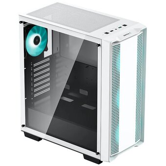  Корпус Deepcool CC560 WH без БП, боковое окно (закаленное стекло), 3x120мм LED вентилятор спереди и 1x120мм LED вентилятор сзади, белый 