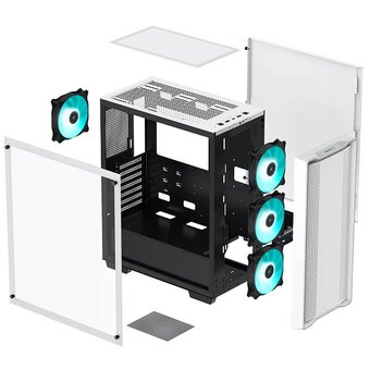  Корпус Deepcool CC560 WH без БП, боковое окно (закаленное стекло), 3x120мм LED вентилятор спереди и 1x120мм LED вентилятор сзади, белый 