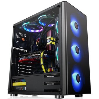  Корпус Thermaltake V200 TG RGB CA-1K8-00M1WN-01 Black/Win/SPCC/Tempered Glass*1/120mm RGB Fans*3 + 120mm Standard Fan*1 