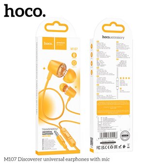  Наушники HOCO M107 Discoverer universal earphones with mic (желтый) 