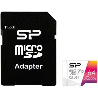  Карта памяти Silicon Power Elite A1 (SP064GBSTXBV1V20SP) 64GB microSDXC Class 10 UHS-I U1 100 Mb/s (SD адаптер) 