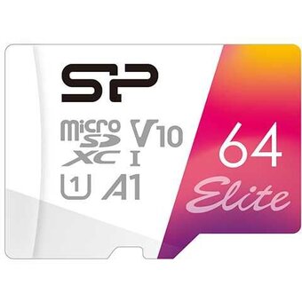  Карта памяти Silicon Power Elite A1 (SP064GBSTXBV1V20SP) 64GB microSDXC Class 10 UHS-I U1 100 Mb/s (SD адаптер) 