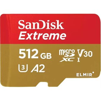  Карта памяти SanDisk (SDSQXAV-512G-GN6MN) 512GB microSDXC Class 10 UHS-I A2 C10 V30 U3 Extreme 190MB/s 