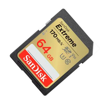  Карта памяти SanDisk (SDSDXV2-064G-GNCIN) 64GB SDXC Class 10 V30 UHS-I U3 Extreme 170MB/s 