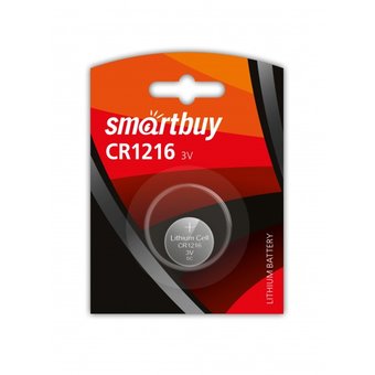  Батарейка Smartbuy CR1216, 1216, SBBL-1216-1B, литиевая (SBBL-1216-1B) блистер 1 шт 