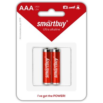  Батарейка Smartbuy LR03, AAA, щелочная (SBBA-3A02B) блистер 2 шт 