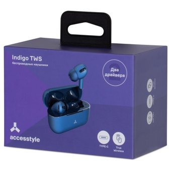  Наушники bluetooth Accesstyle Indigo TWS Blue 