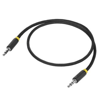  Аудио-кабель Greenconnect Premium GCR-AVC8114-1.0m) jack 3,5mm/jack 3,5mm, нейлон, ультрагибкий, 28 AWG, M/M, экран 1м черный, желтая окантовка 