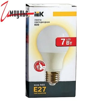  Лампа светодиодная IEK A60 шар 7Вт 230В 6500К E27 