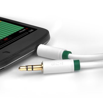  Аудио-кабель Greenconnect Premium (GCR-AVC1662-3.0m) jack 3,5mm/jack 3,5mm, ультрагибкий, 28 AWG, M/M, экран, стерео 3м белый, зеленая окантовка 