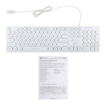  Клавиатура Oklick 420MRL белый USB slim Multimedia LED 