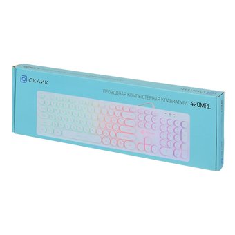  Клавиатура Oklick 420MRL белый USB slim Multimedia LED 