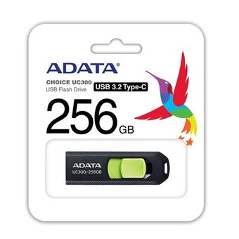  USB-флешка A-Data UC300 (ACHO-UC300-256G-RBK/GN) 256Gb Type-C USB3.2 черный/зеленый 