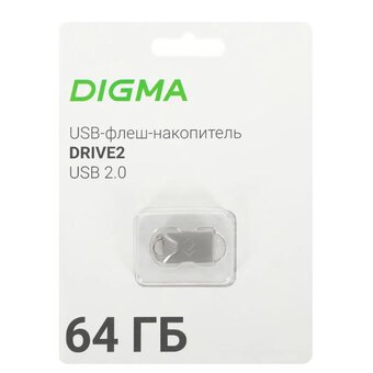  USB-флешка Digma Drive2 (DGFUM064A20SR) 64Gb USB2.0 серебристый 