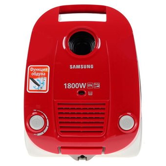  Пылесос Samsung VCC4181V37 красный 1800Вт, мешок 3л, мощность всасывания 350 Вт, регулятор мощности на корпусе, телескоп, двухпозиционная щетка ковер/ 
