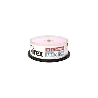  Диск DVD+RW Mirex (UL130022A4M) 4.7 Gb, 4x, Cake Box (25), (25/300) 