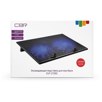  Подставка для ноутбука CBR CLP 17202, 17", 390x270x25 мм, с охлаждением, 2xUSB, вентиляторы 2х150 мм, 20 CFM, LED-подсветка, металл/пластик 